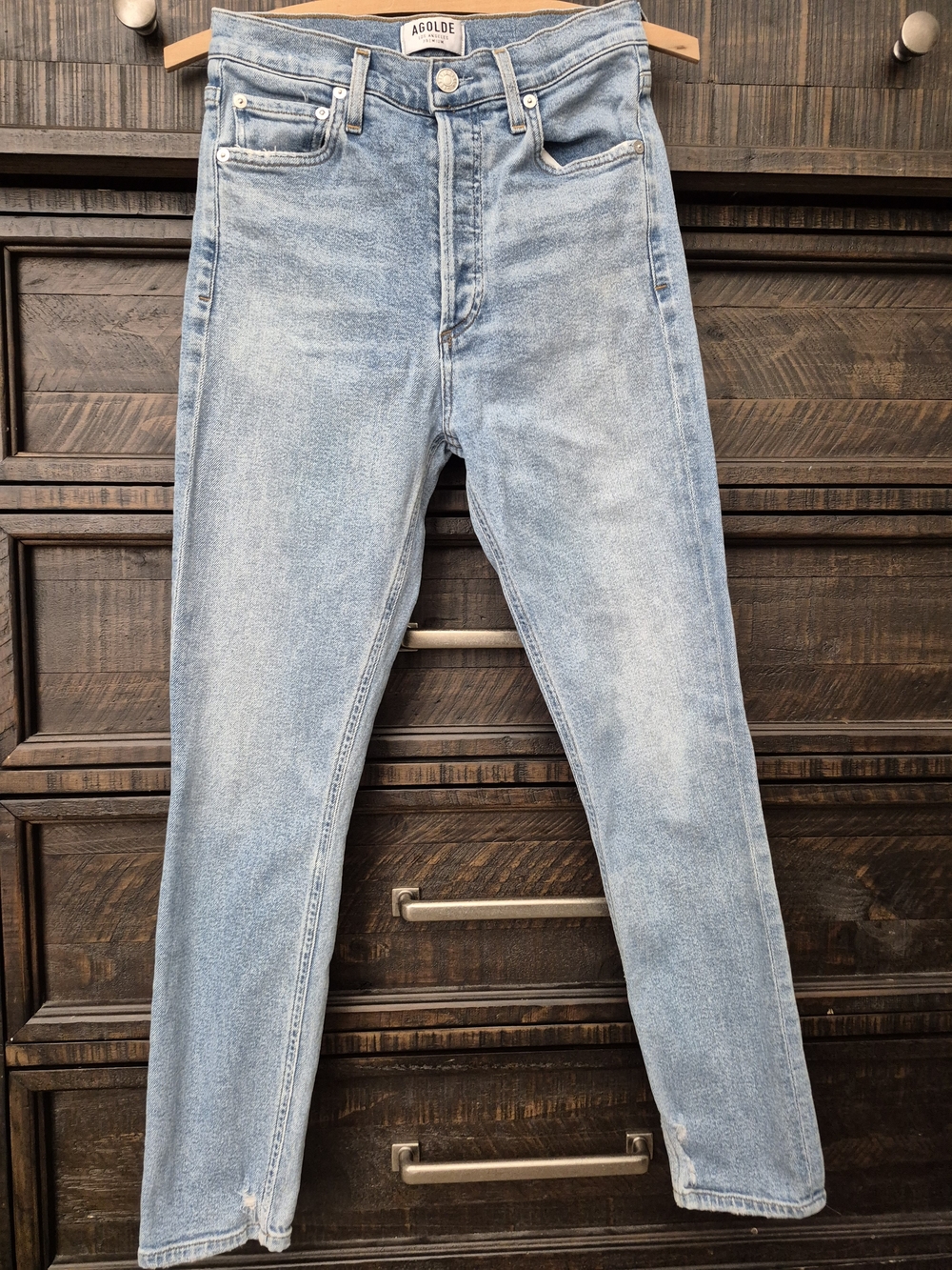 AGOLDE Light Blue High-Rise Straight Jeans Size 25